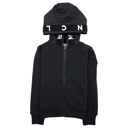 Moncler Junior Zip Badge Hoody Bold Letters Black