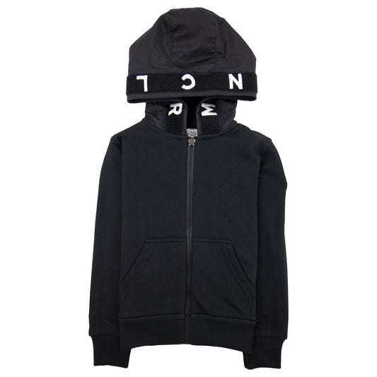 Moncler Junior Zip Badge Hoody Bold Letters Black