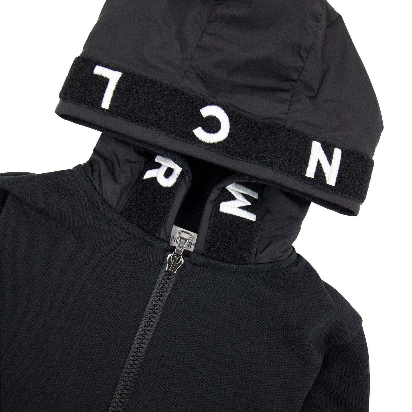 Moncler Junior Zip Badge Hoody Bold Letters Black