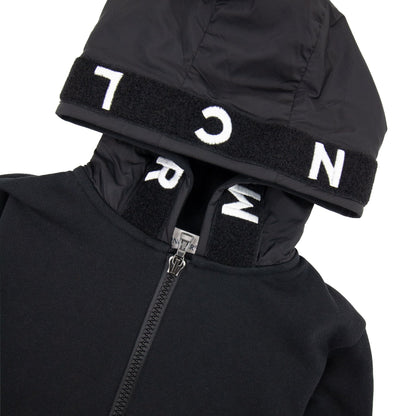 Moncler Junior Zip Badge Hoody Bold Letters Black