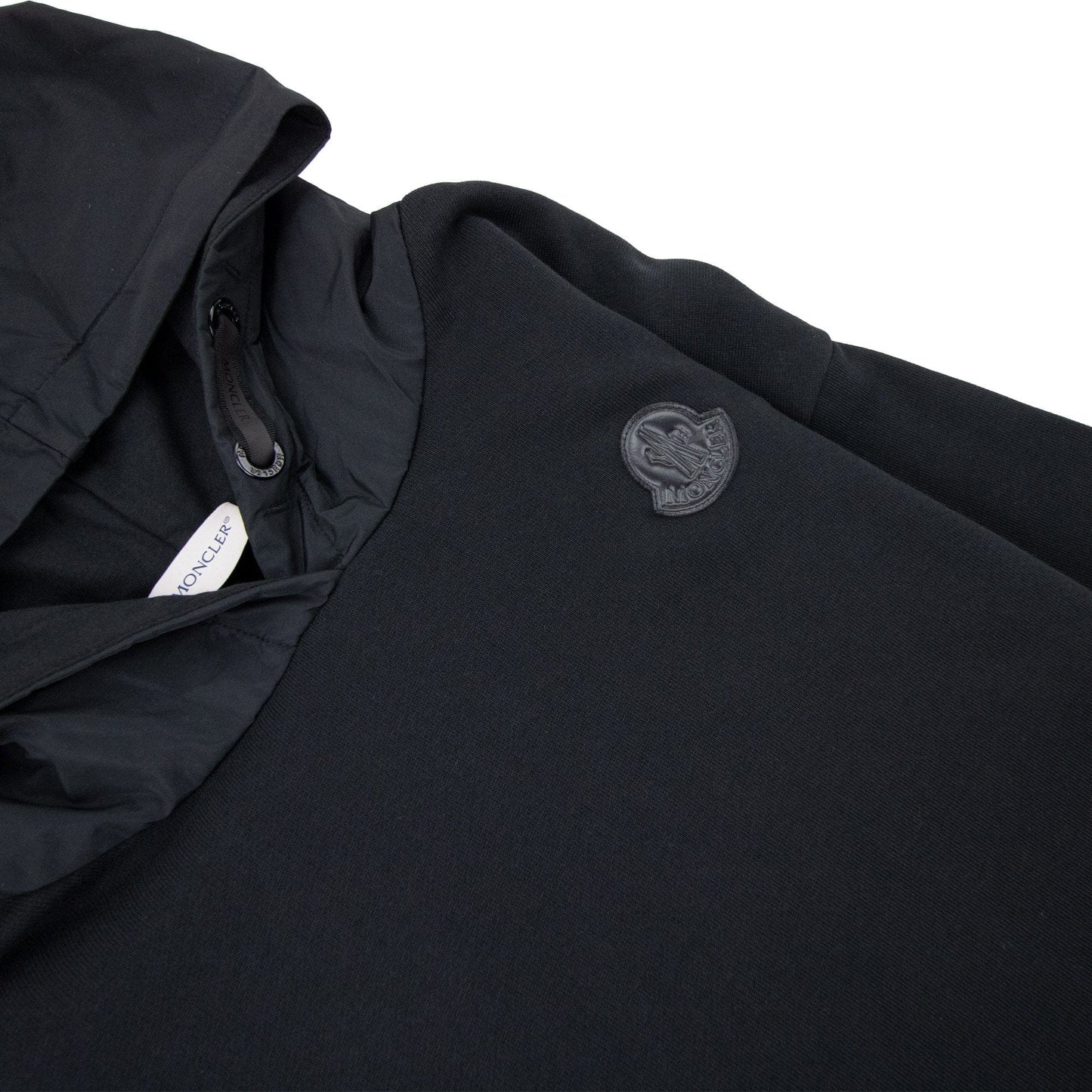 Moncler Junior Front Zip Logo Hoodied Sweatshirt Black 999