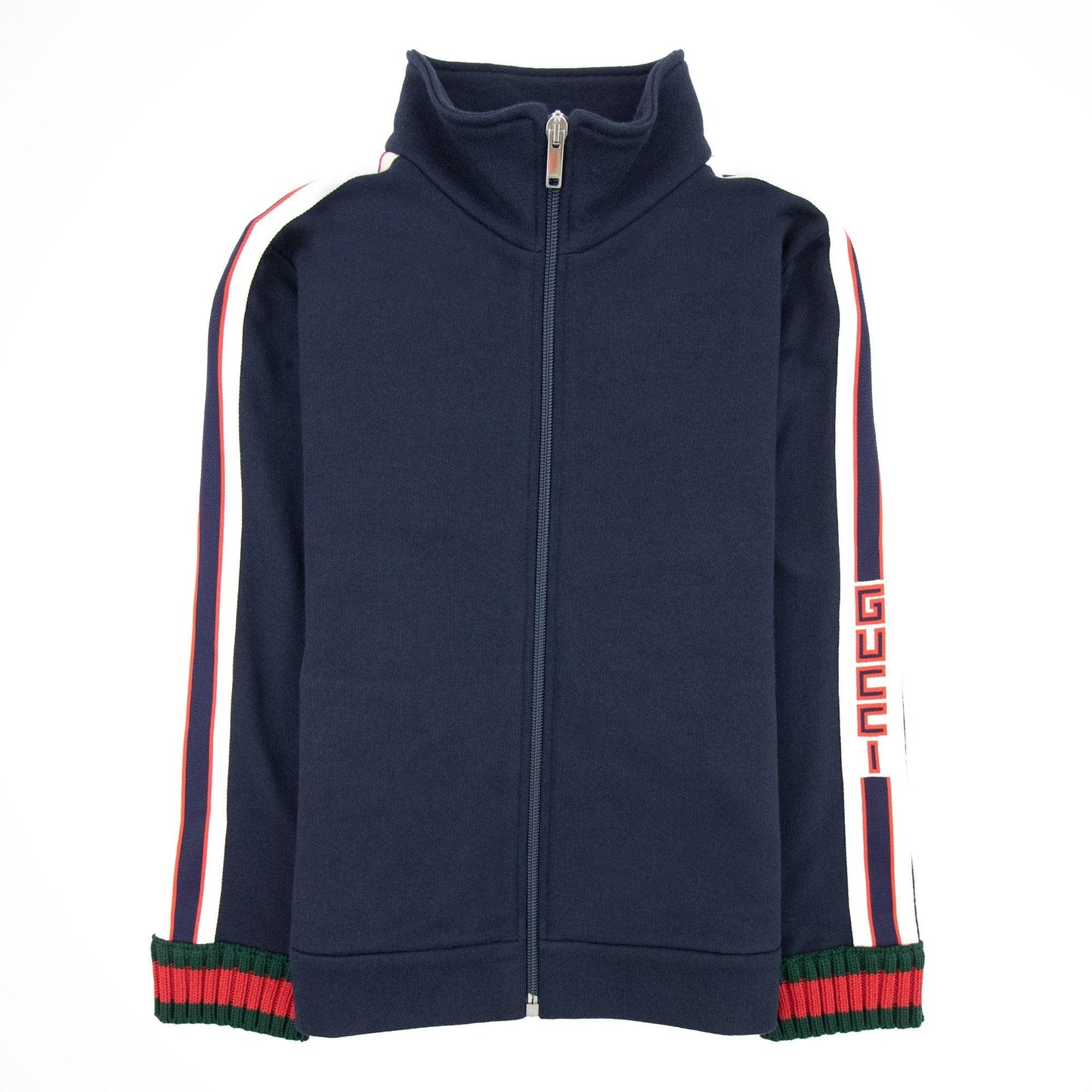 Gucci Junior Jacquard Trim Sleeve Logo Tracksuit Top Navy 4275