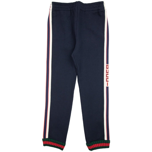 Gucci Junior Jacquard Trim Tracksuit Bottom Navy 4275