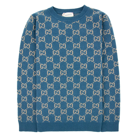 Gucci Junior Gg Wool Jumper Blue 4194