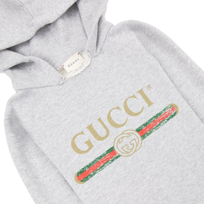 Gucci Junior Logo Print Hooded Sweatshirt Grey 1676