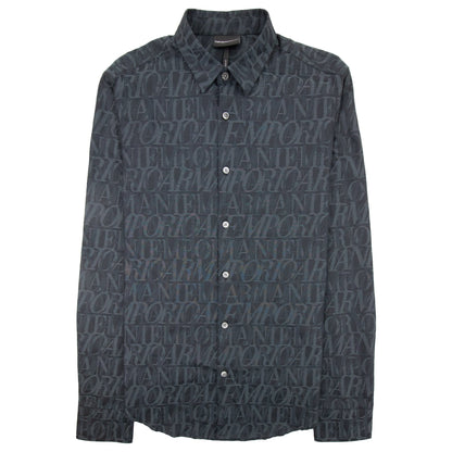 Emporio Armani All Over Logo Print Shirt Lettere Grige 620