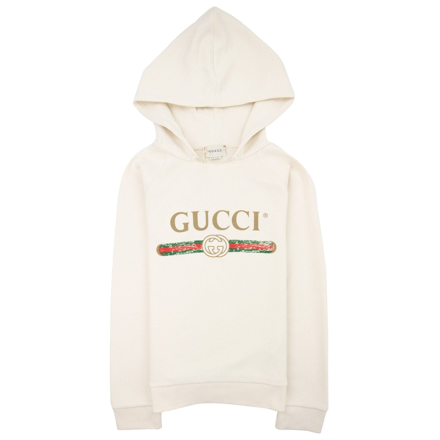 Gucci Junior Logo Print Hoodied Sweatshirt White 9112
