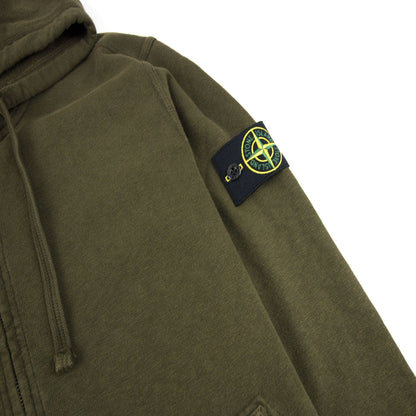 Stone Island Light Fleece Zip Up Sweatshirt Green V0154