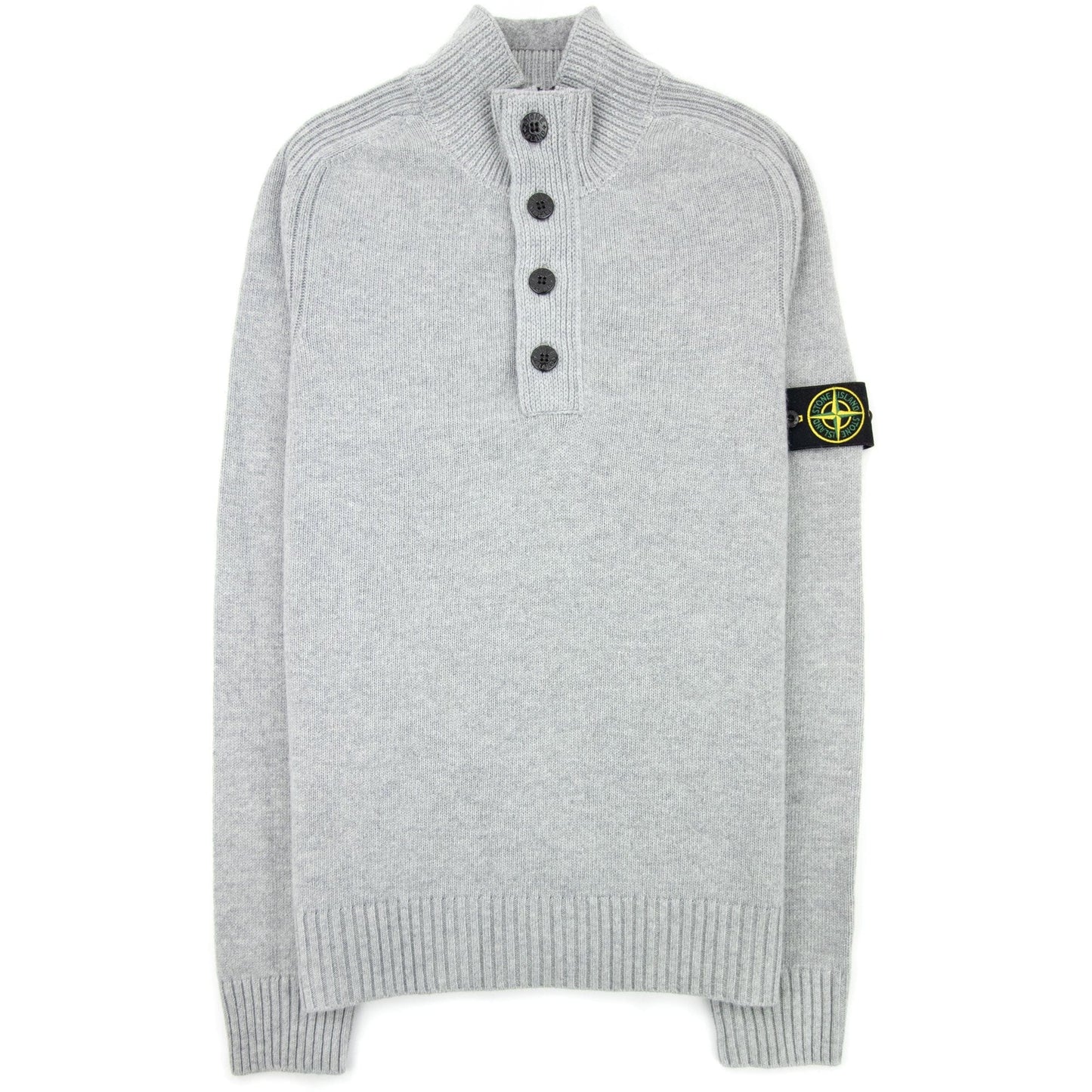Stone Island Zip And Button Pop Over Sweater Light Grey Voo61