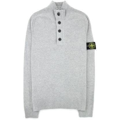 Stone Island Zip And Button Pop Over Sweater Light Grey Voo61