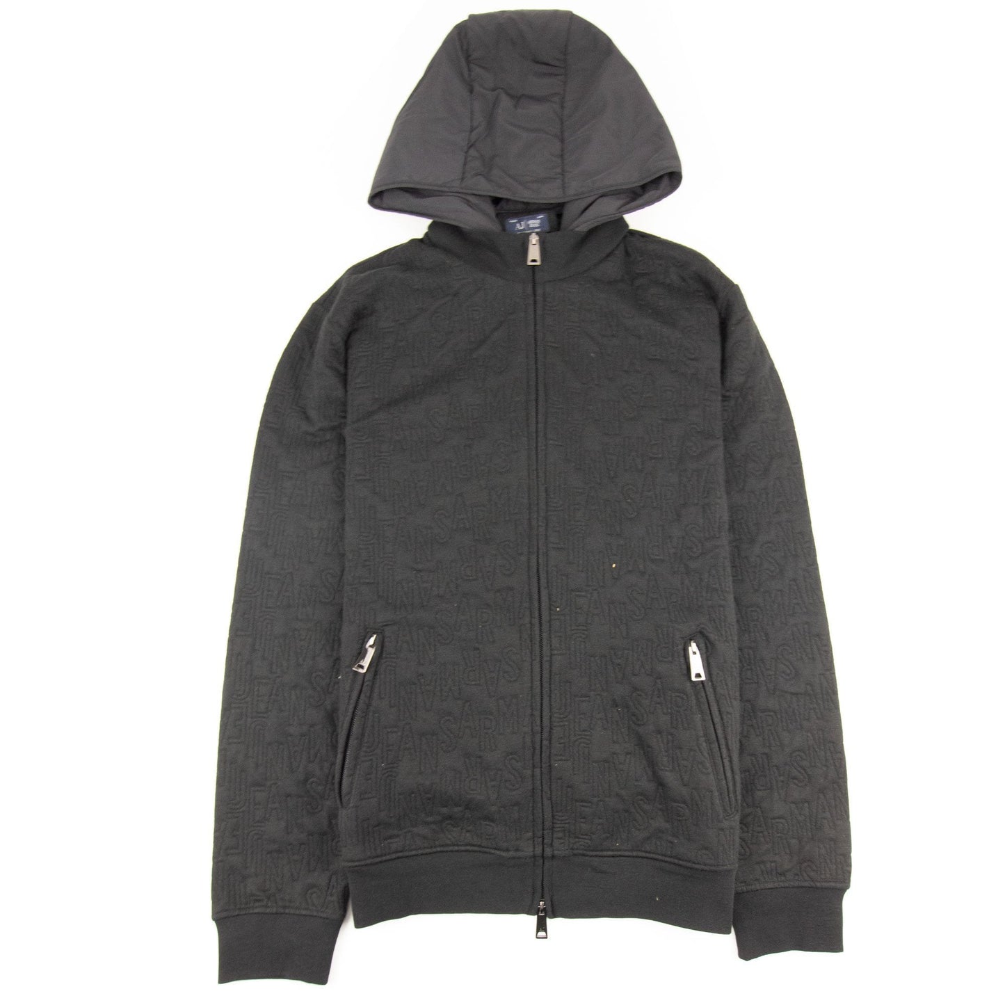Armani Jeans Embossed Hoody Jacket Black