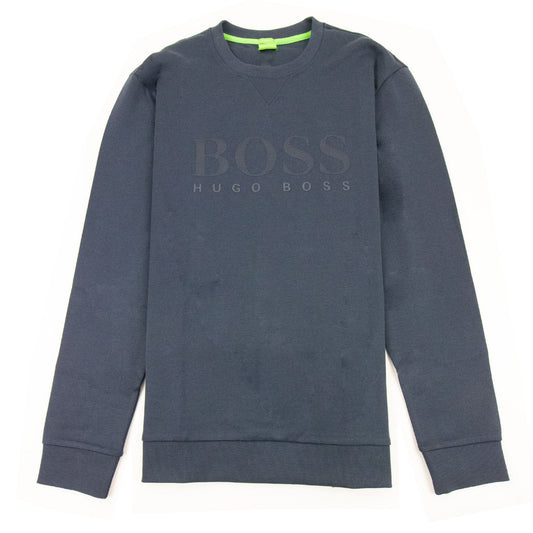 Hugo Boss Salbo Mesh Logo Crewneck Sweatshirt Navy 410