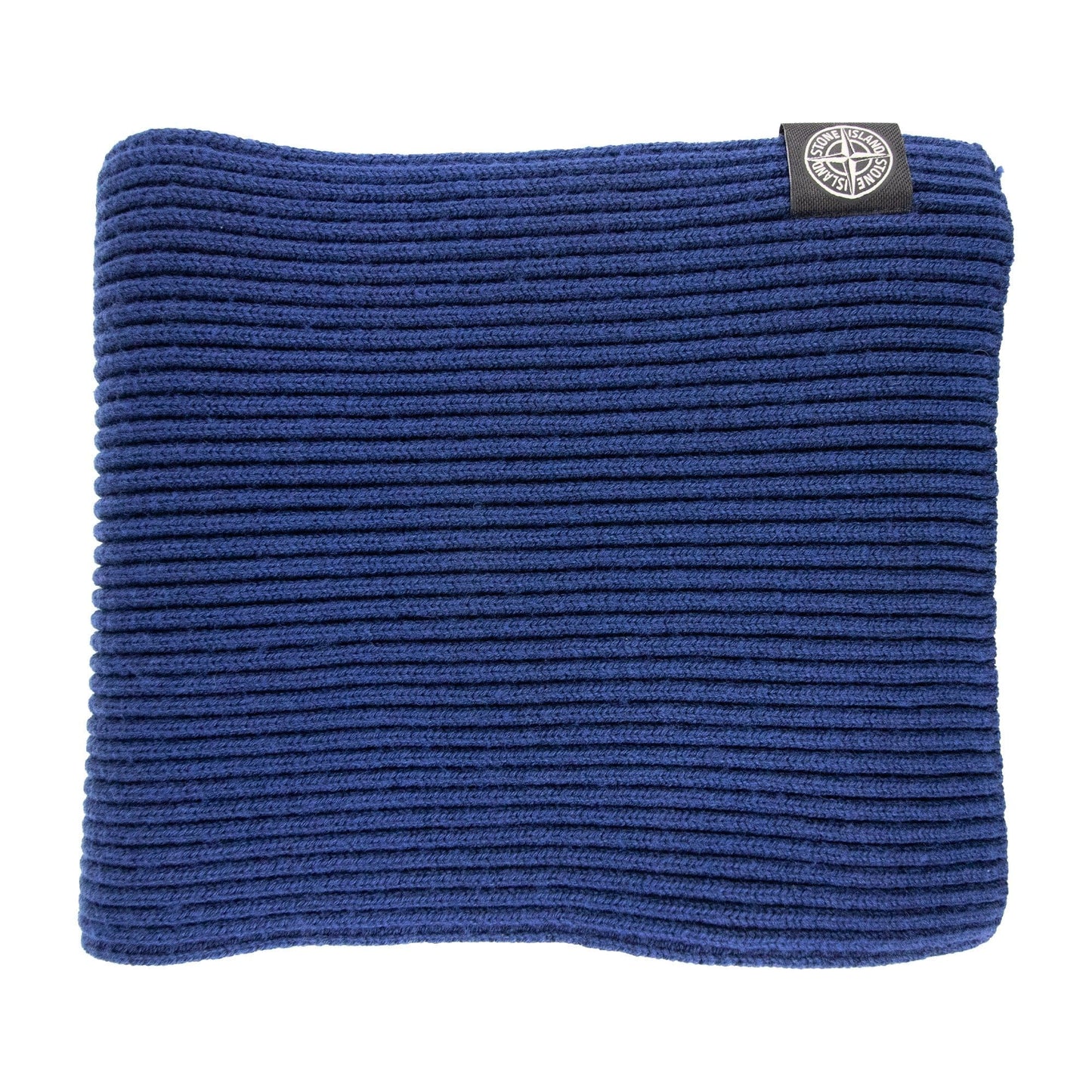 Stone Island Ribbed Wool Patch Logo Scarf Blue V0027