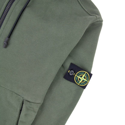 Stone Island 61420 Hooded Zip Up Sweatshirt Khaki V0059