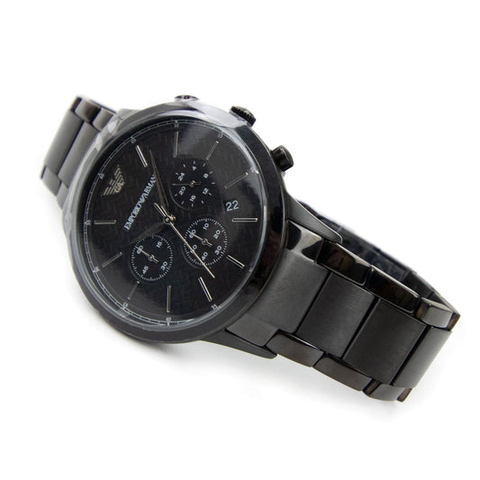 Emporio Armani Mens Black Renato Watch Black Stainless Steel