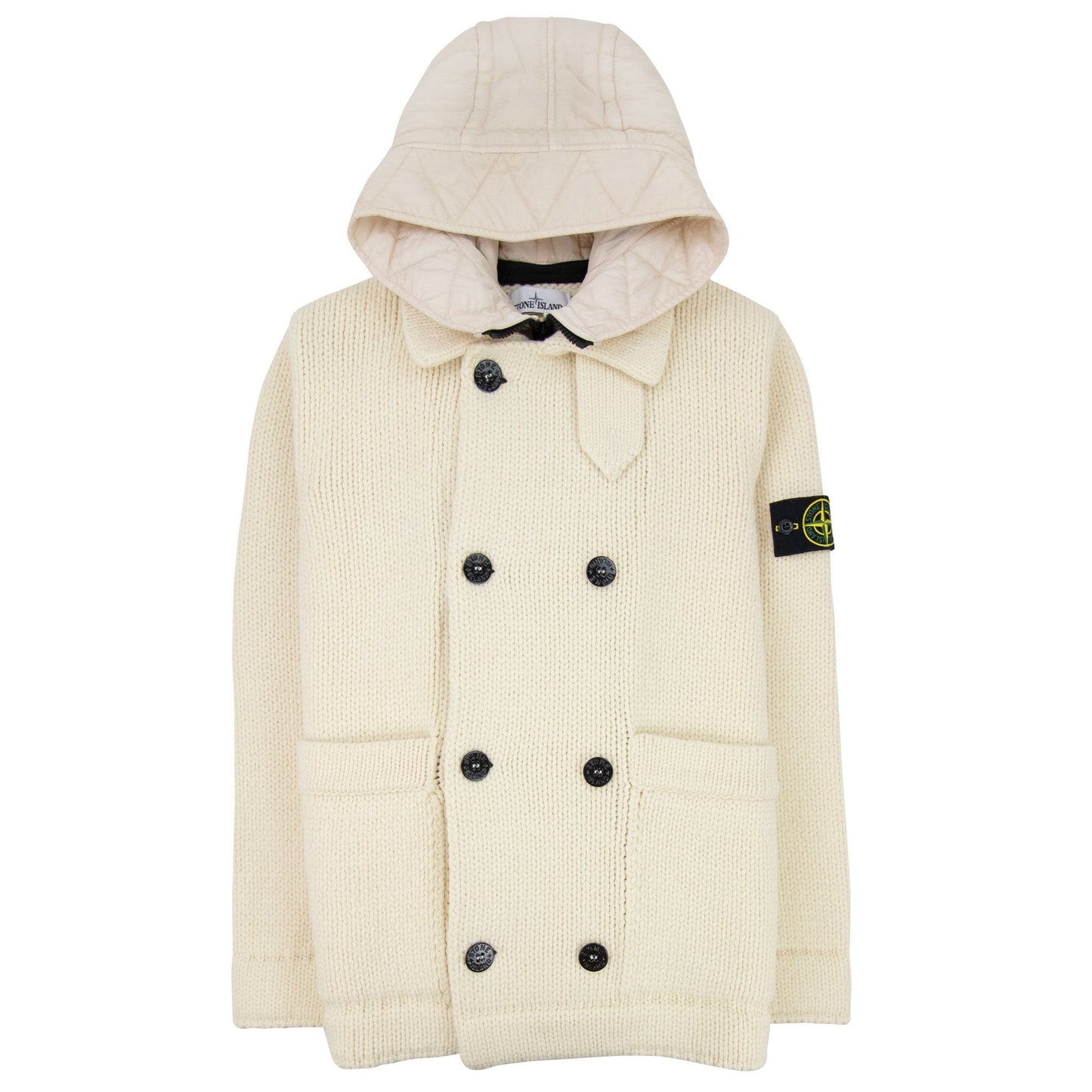 Stone Island Double Breasted Knitted Cardigan Butter V0035