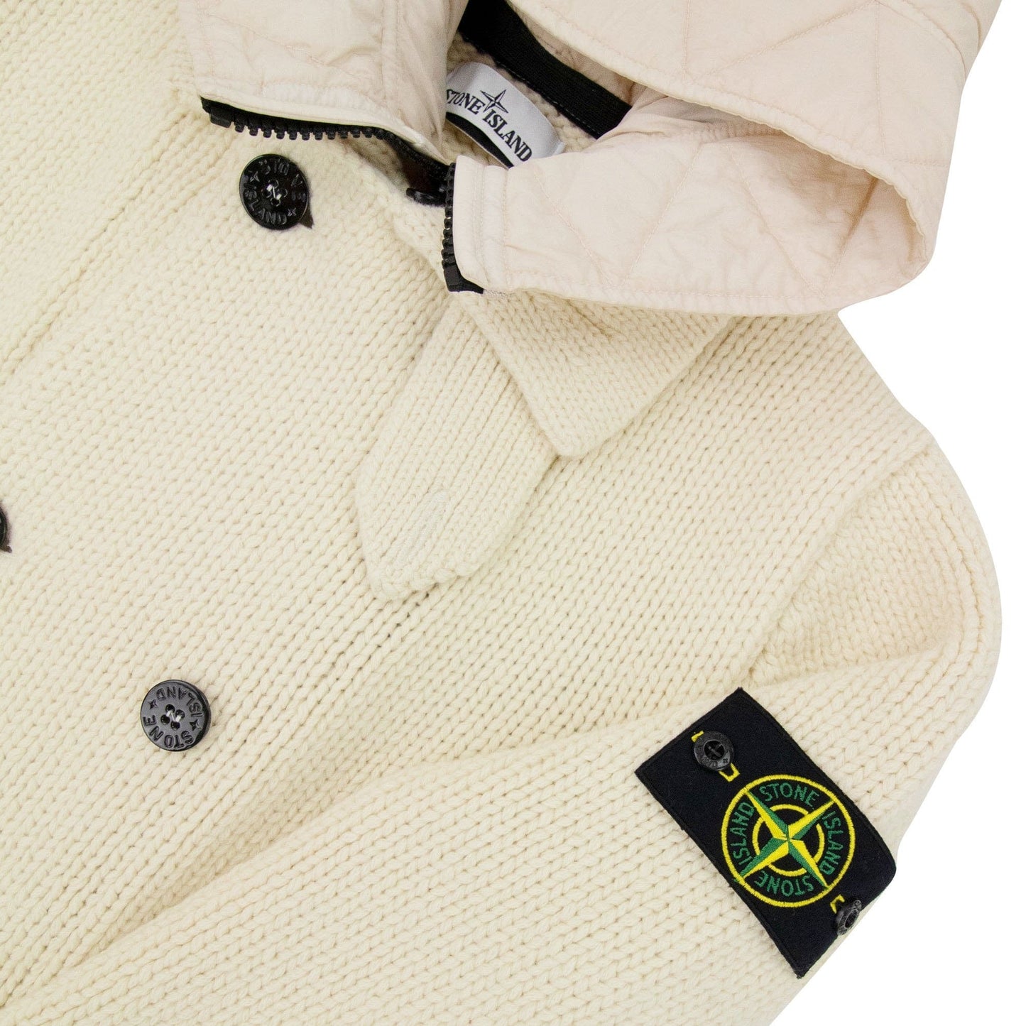 Stone Island Double Breasted Knitted Cardigan Butter V0035