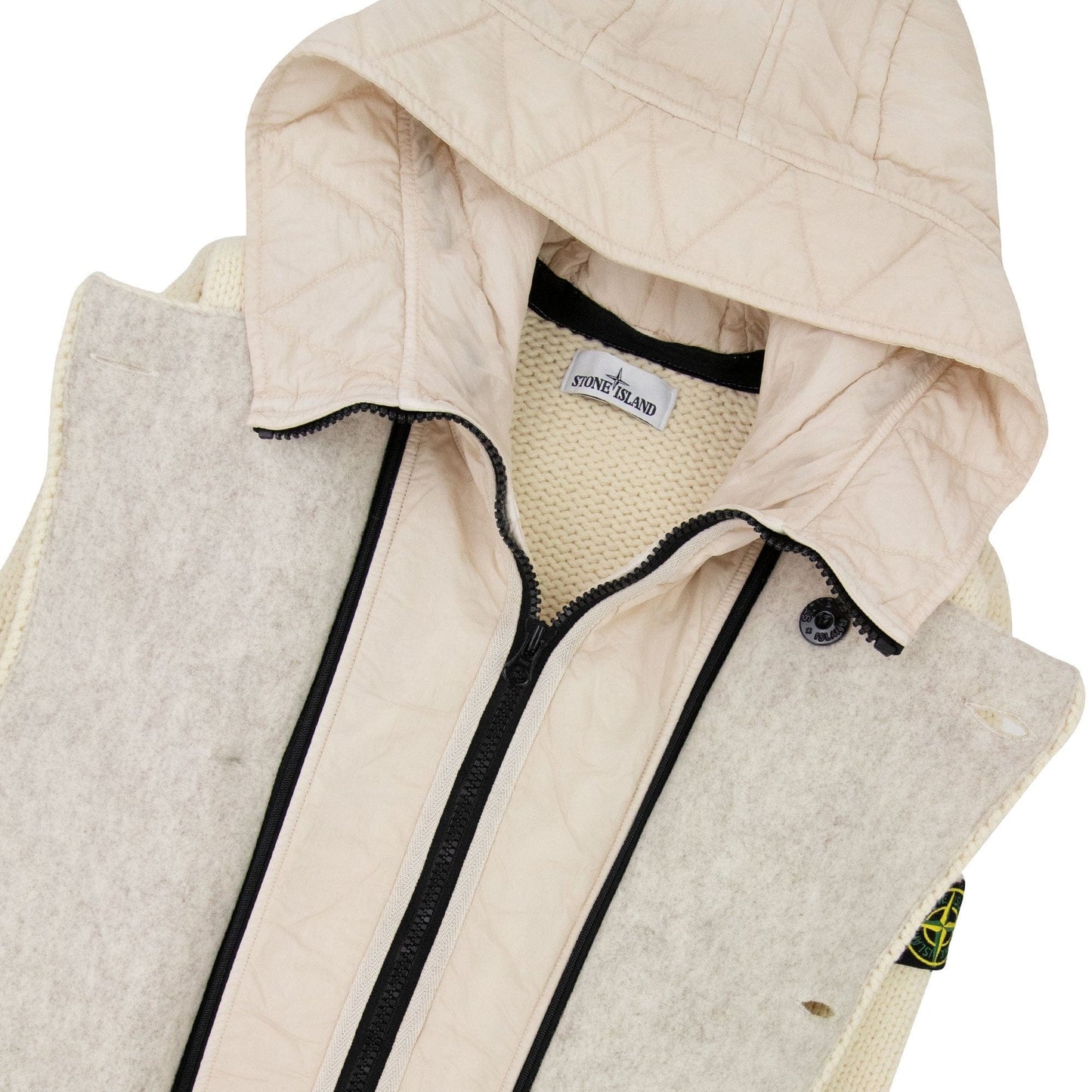 Stone Island Double Breasted Knitted Cardigan Butter V0035