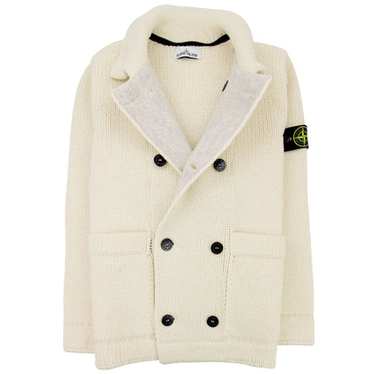 Stone Island Double Breasted Knitted Cardigan Butter V0035