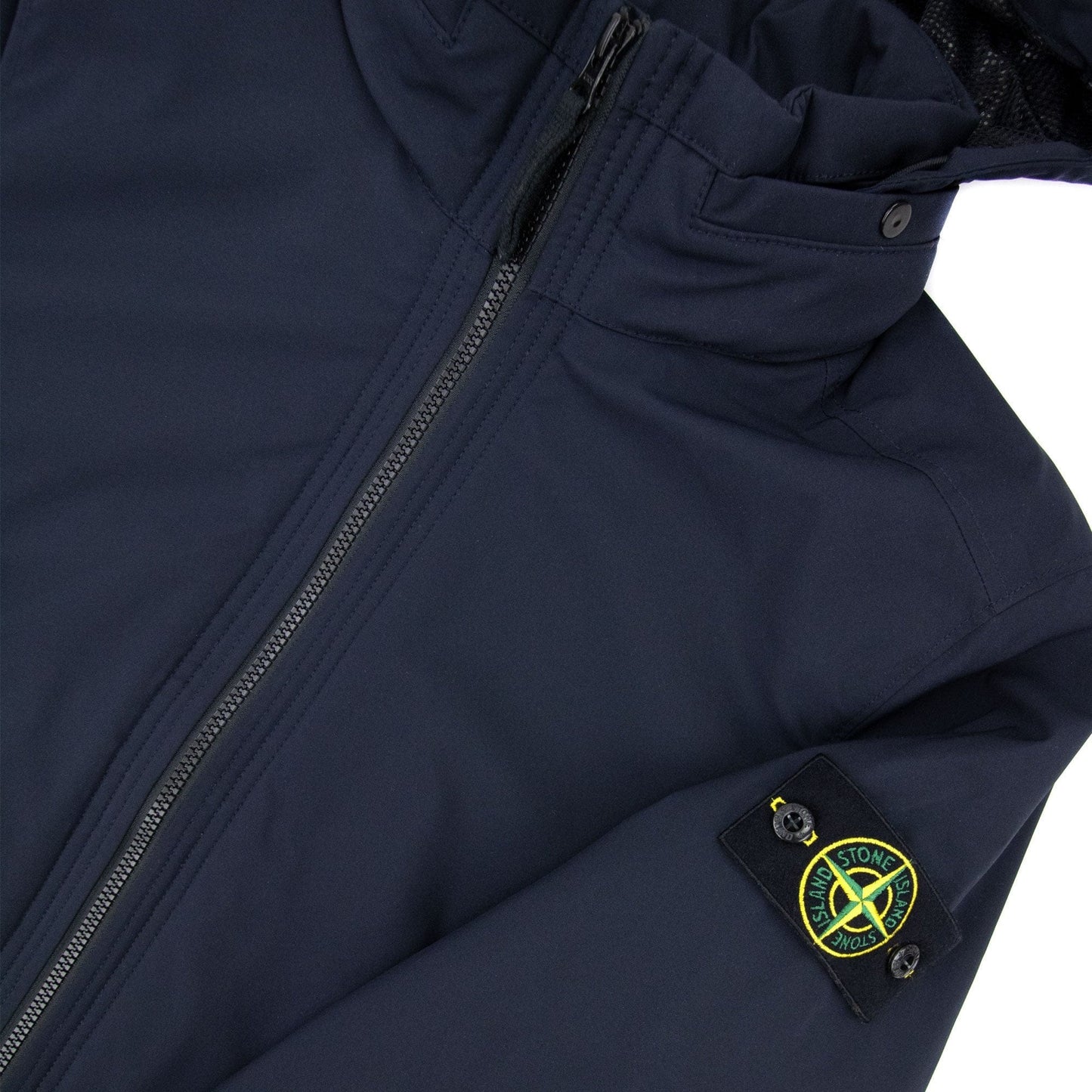 Stone Island Logo Patch Detail Soft Shell Jacket Navy V0020