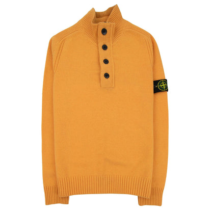 Stone Island Zip And Button Pop Over Sweater Orange V0032