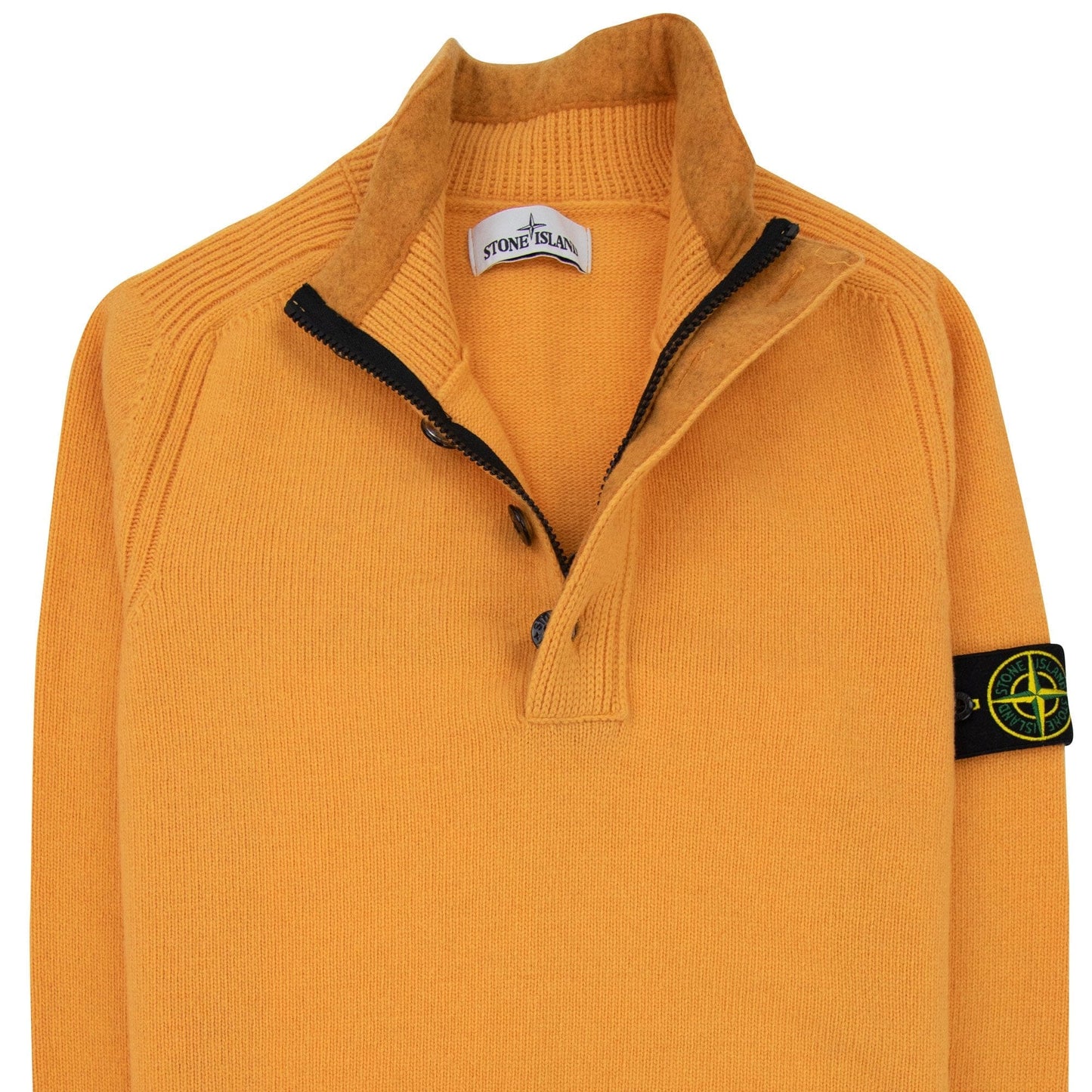 Stone Island Zip And Button Pop Over Sweater Orange V0032