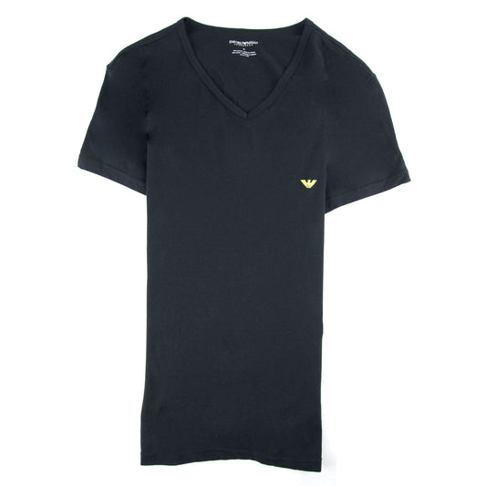 Emporio Armani Eagle Logo V Neck T Shirt Black