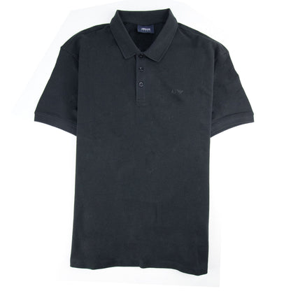 Armani Jeans Rubber Logo Short Sleeve Polo Black