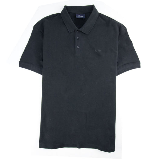 Armani Jeans Rubber Logo Short Sleeve Polo Black