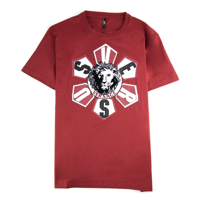 Versace Versus Towel Lion Logo Print T Shirt Burgundy
