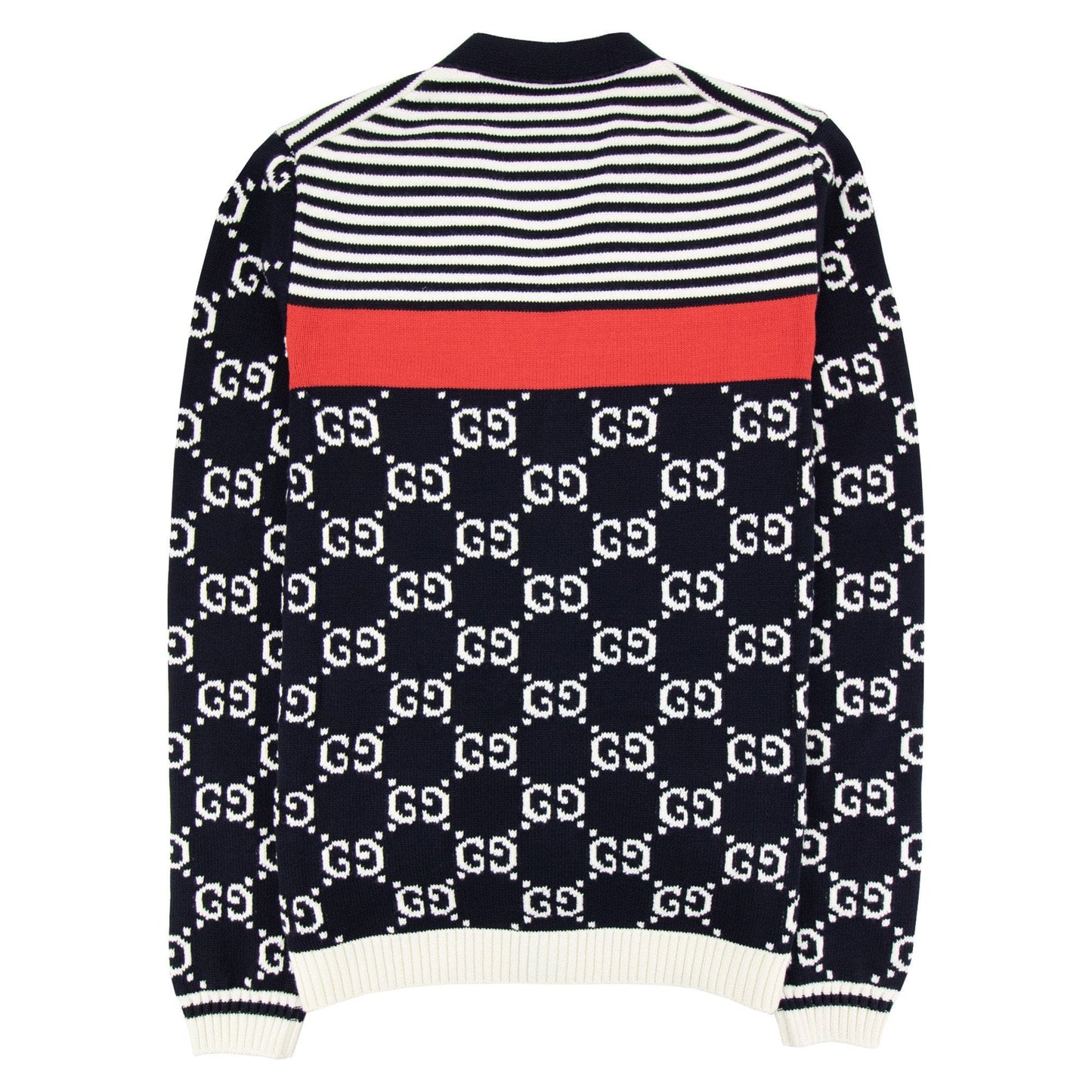 Gucci Gg And Stripe Knit Cardigan Blue/white