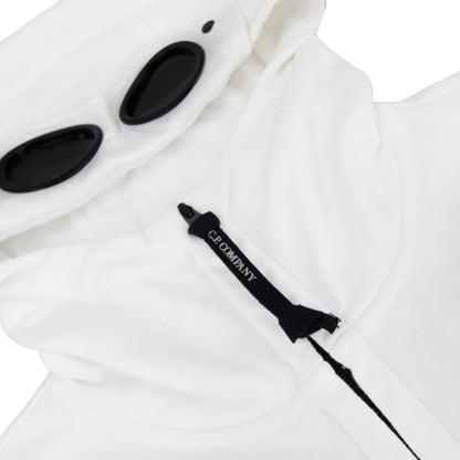 Cp Company Diagonal Raised Fleece Goggle Full Zip Hoodie White 112