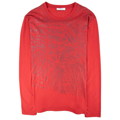 Versace Collection Faded Metallic Medusa Top Red