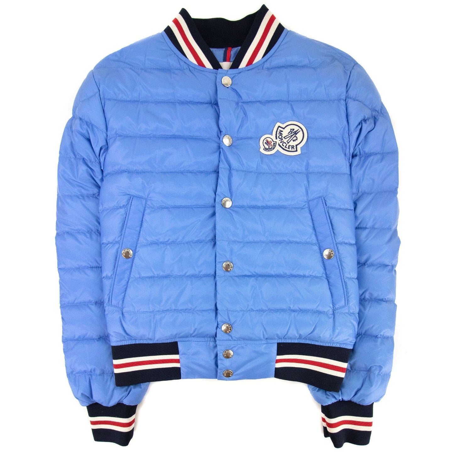 Moncler Junior Corbiac Embossed Logo Bomber Jacket Light Blue