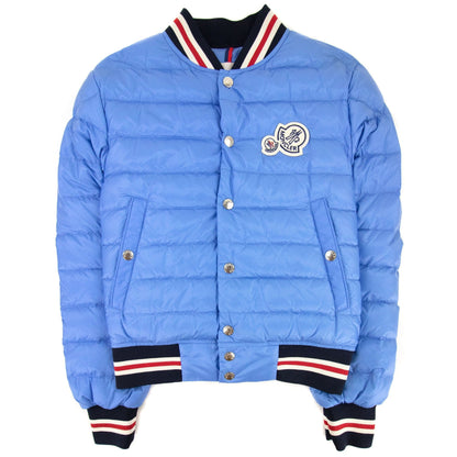 Moncler Junior Corbiac Embossed Logo Bomber Jacket Light Blue