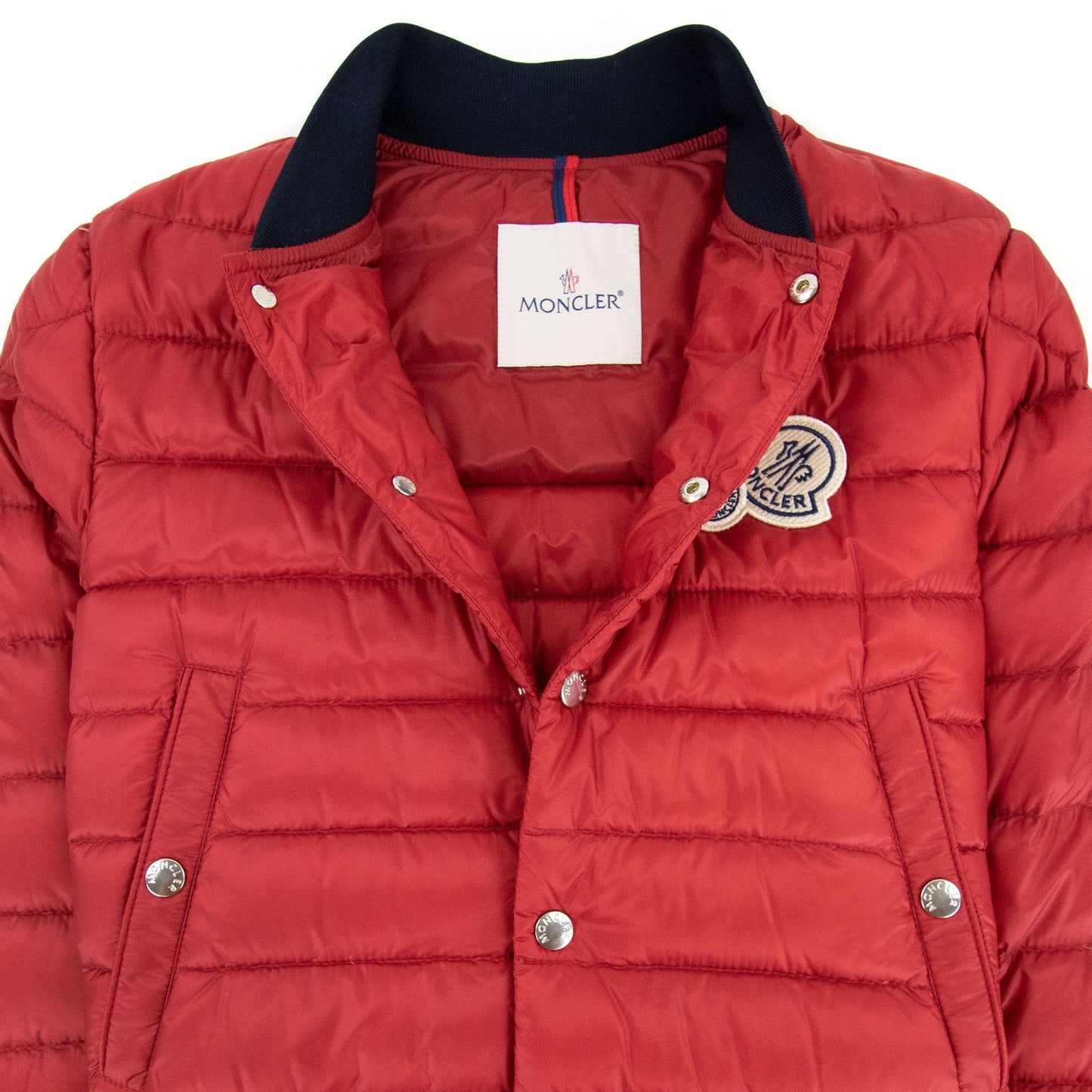 Moncler Junior Corbiac Embossed Logo Bomber Jacket Red