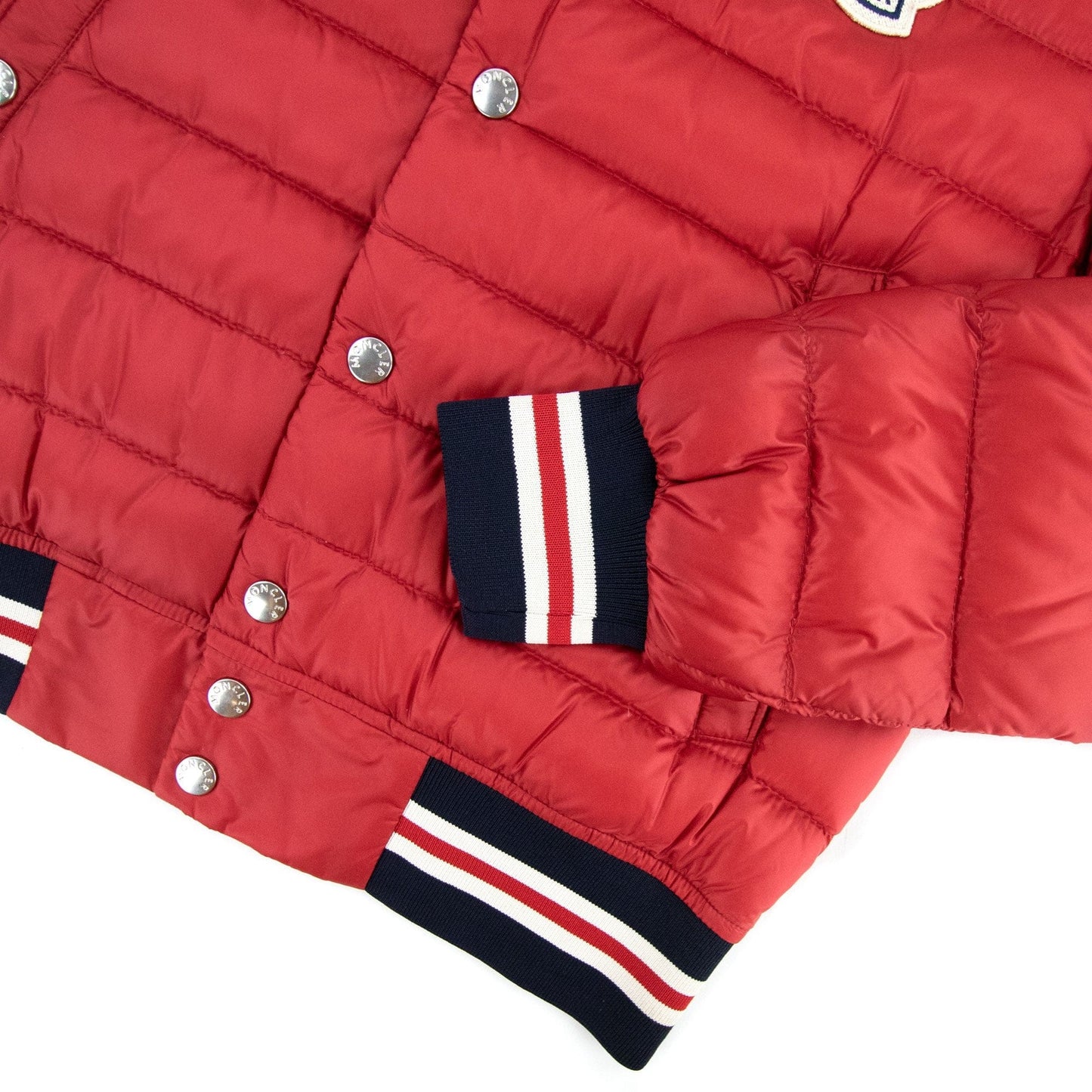Moncler Junior Corbiac Embossed Logo Bomber Jacket Red
