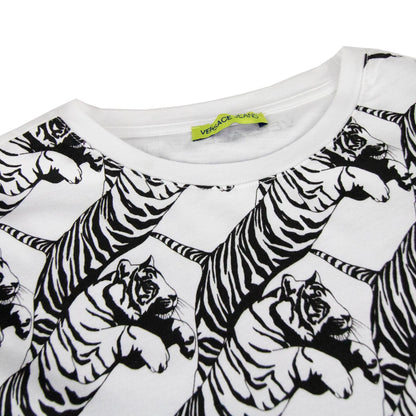 Versace Jeans All Over Tiger Print T Shirt White