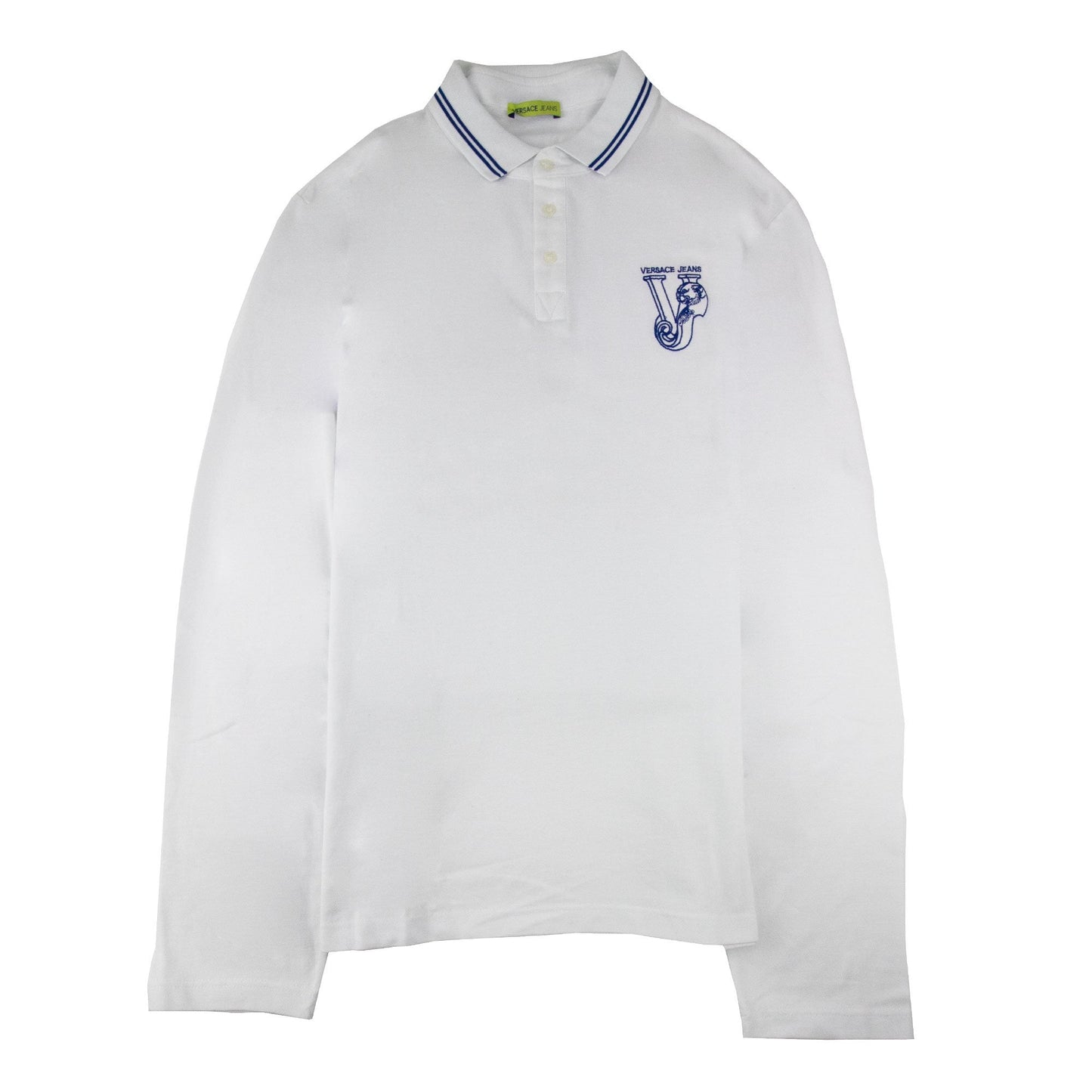 Versace Jeans Embroidered Logo L/s Polo White