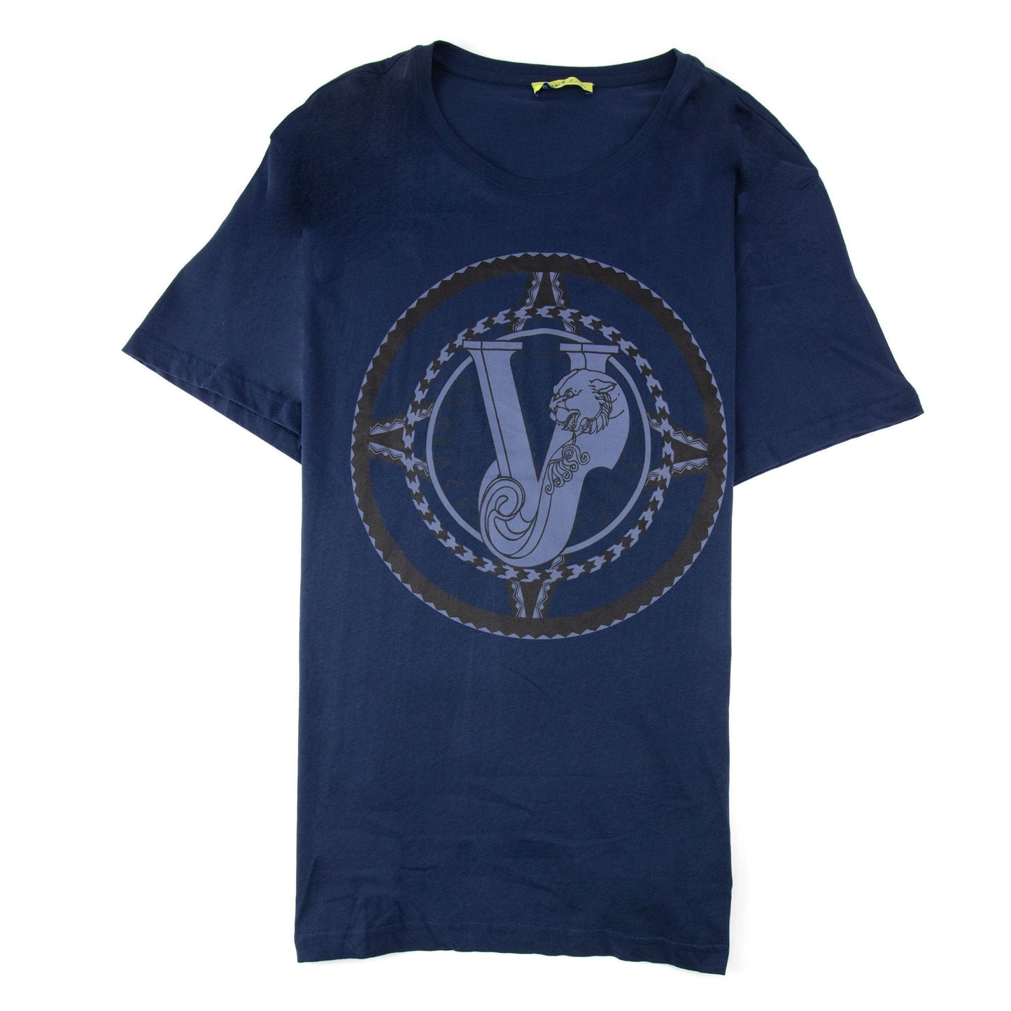 Versace Jeans Large Logo Printed T Shirt Navy Blue