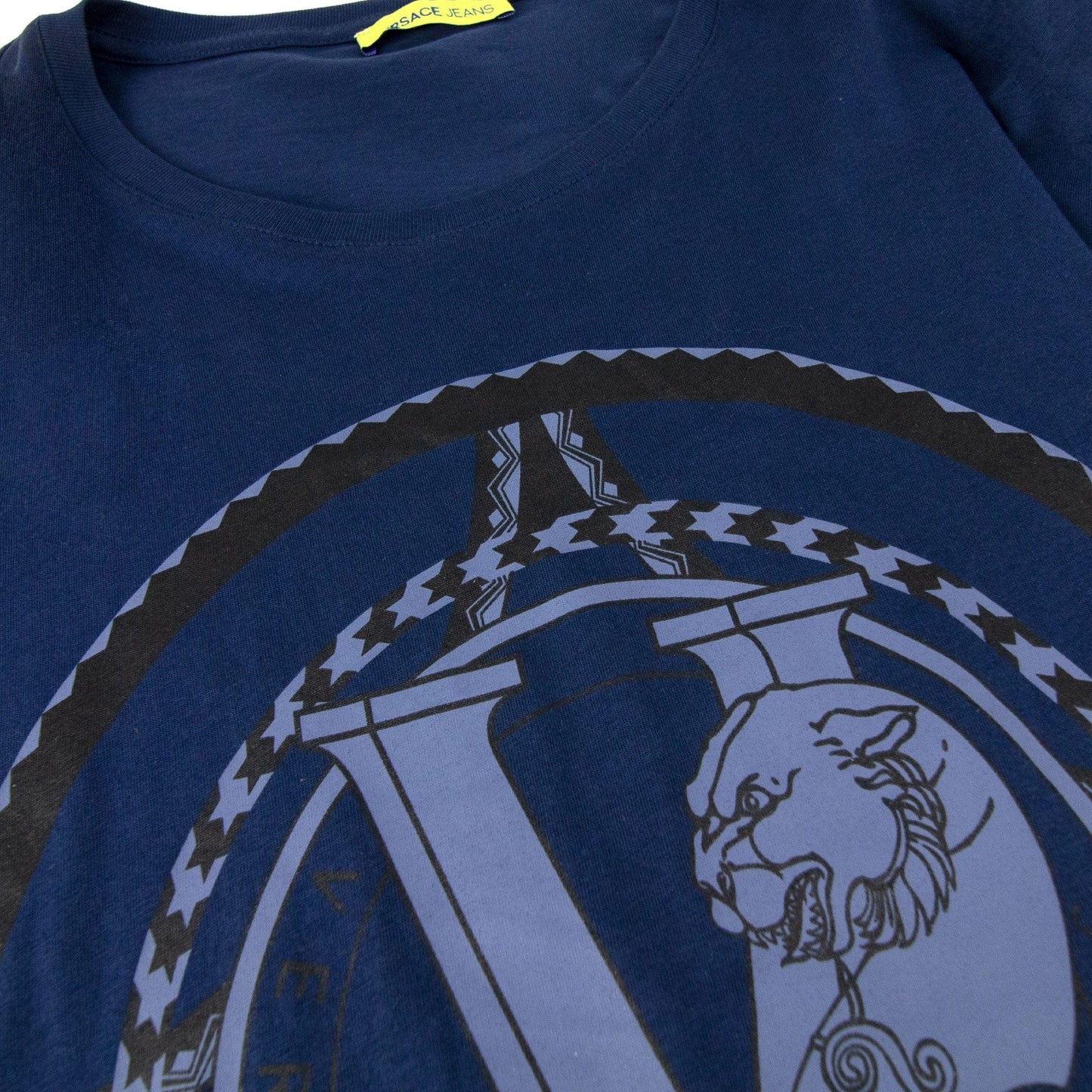 Versace Jeans Large Logo Printed T Shirt Navy Blue