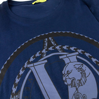 Versace Jeans Large Logo Printed T Shirt Navy Blue