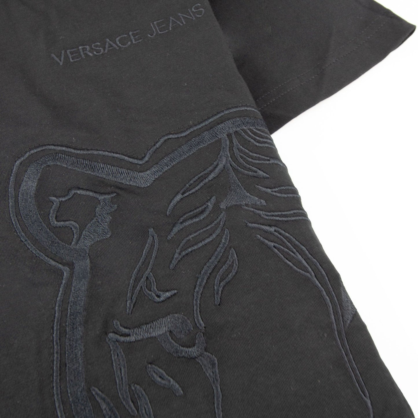 Versace Jeans Embroidered Lion Log T Shirt Black/black