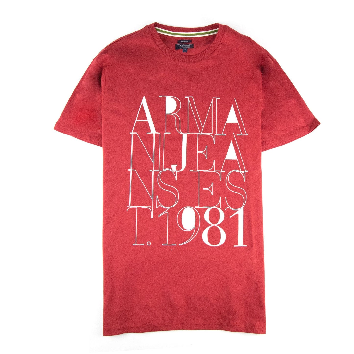 Armani Jeans 1981 Logo Print T Shirt Rosso Red