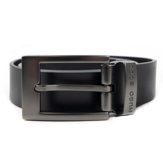 Hugo Boss Kids Metal Logo Leather Belt Black