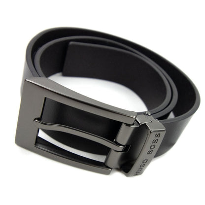 Hugo Boss Kids Metal Logo Leather Belt Black