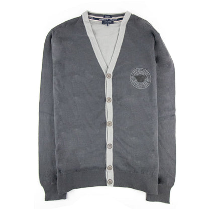 Armani Jeans Logo Print Cotton Cardigan Dark Grey