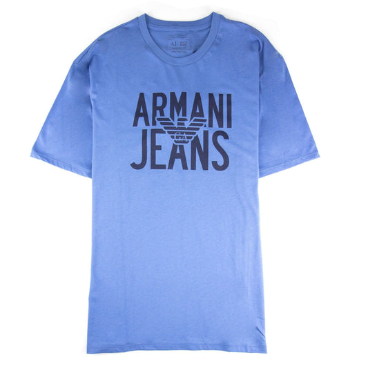 Armani Jeans 3d Effect Print Logo T Shirt Blue