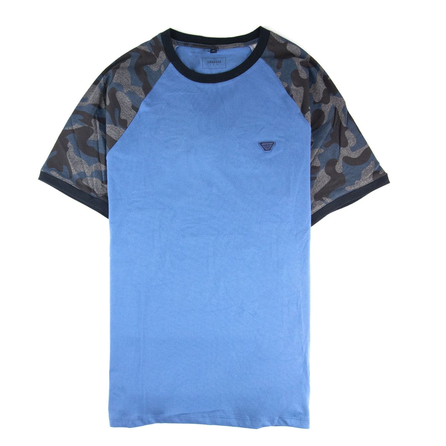Armani Jeans Rubber Eagle Logo T Shirt Blue Avio