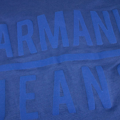 Armani Jeans Embossed Logo Crew T Shirt Blue